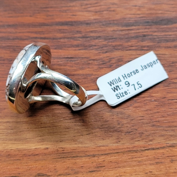 Wild Horse Jasper Handmade Sterling Silver Ring Size 7.5 - Picture 8 of 8